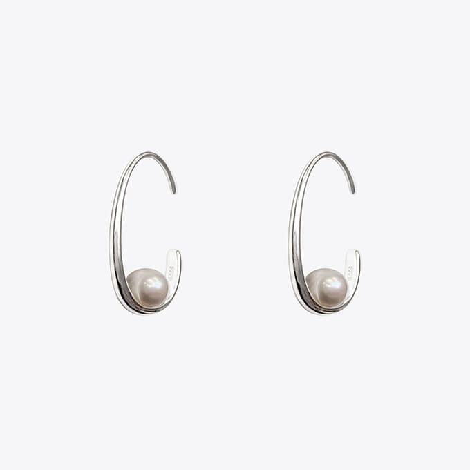 925 silver curve pearl earring